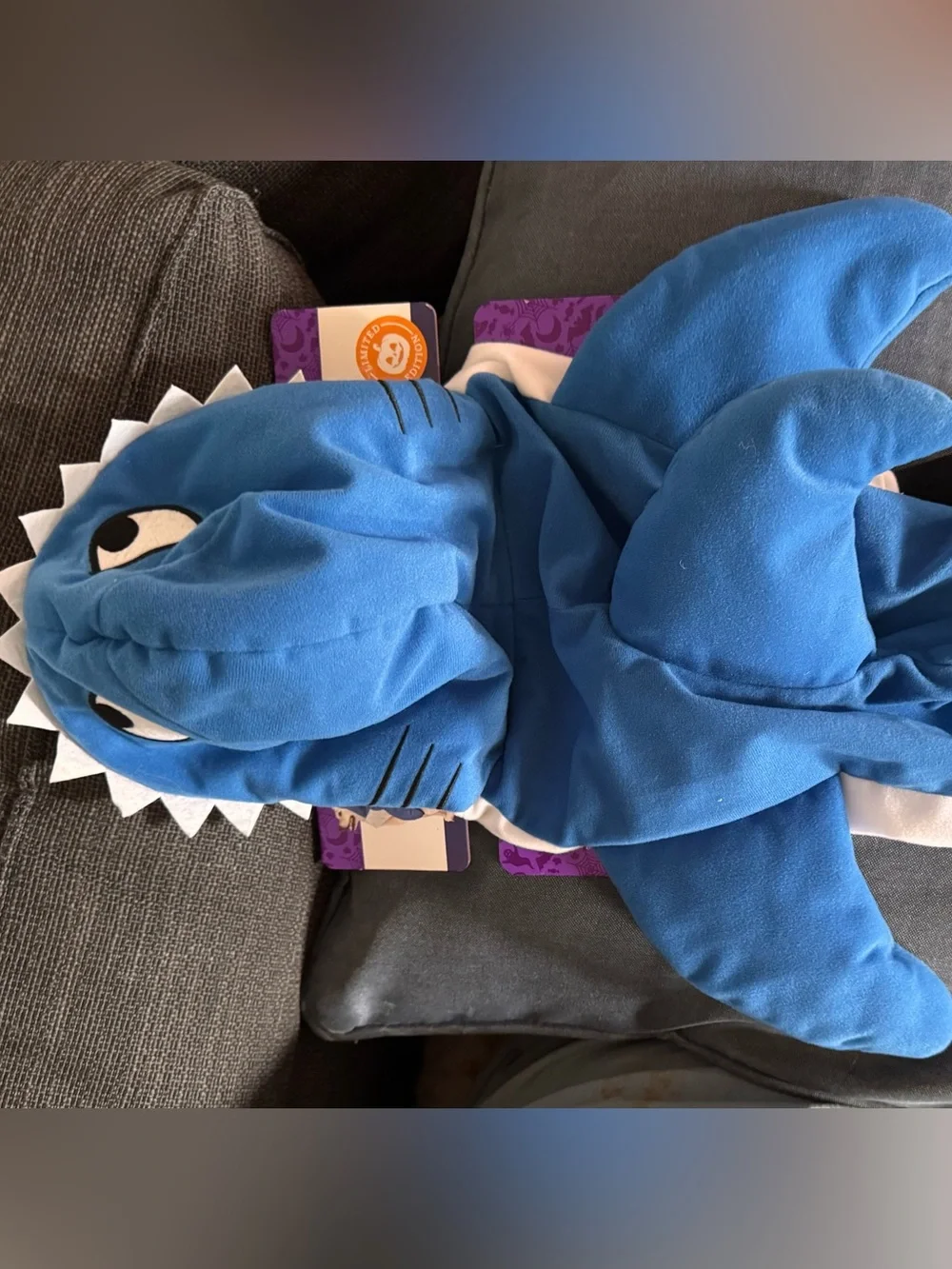 Blue Shark Plush Dog Costume Hooded